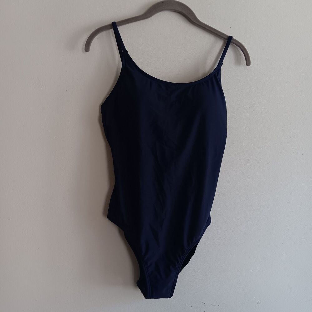 Quince Italian Cami One-Piece Swimsuit in Deep Navy Sz M Beach Vacation